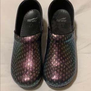 Dansko irridescent clogs